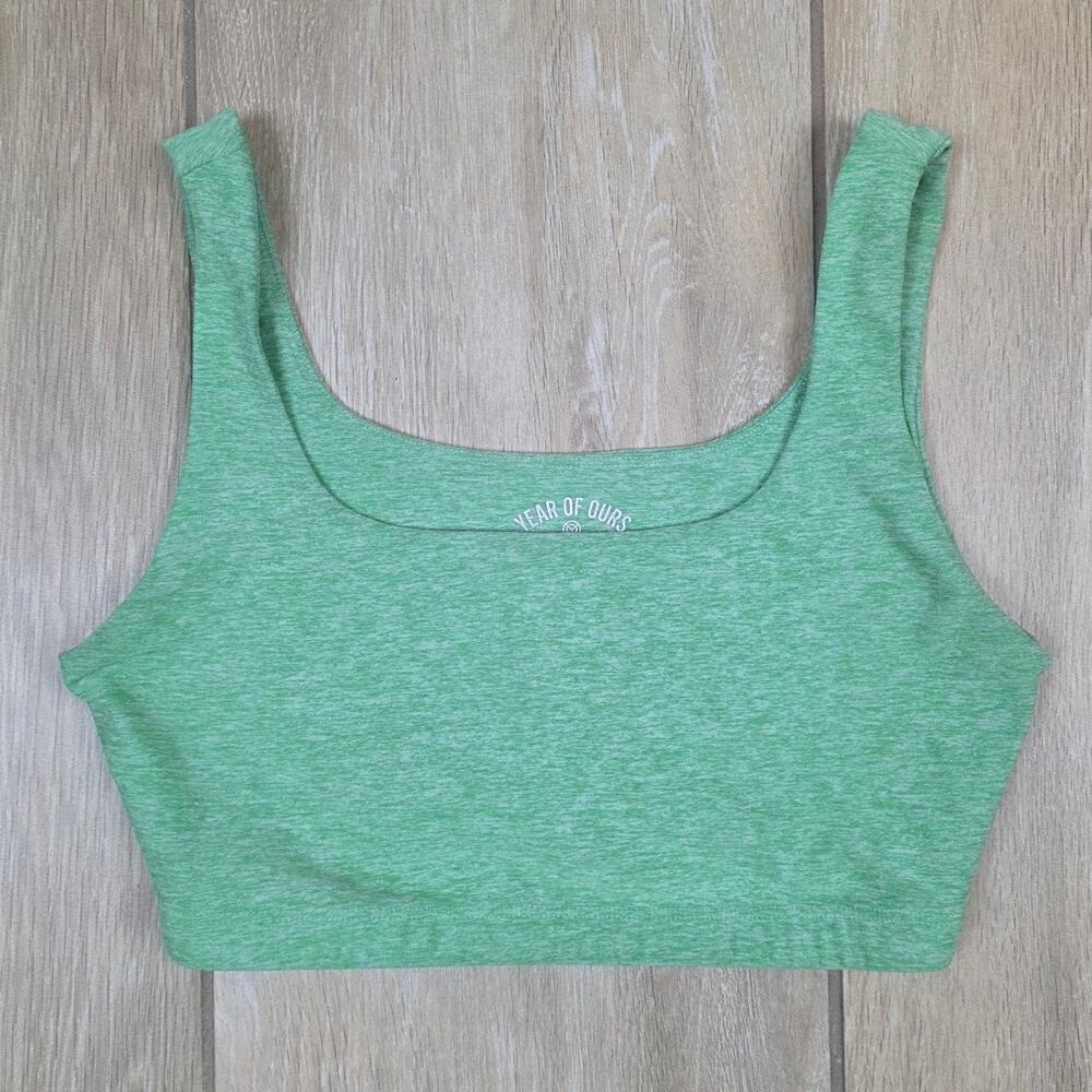 Year Of Ours Sports Bra Womens Small Green Heather Cropped Activewear USA